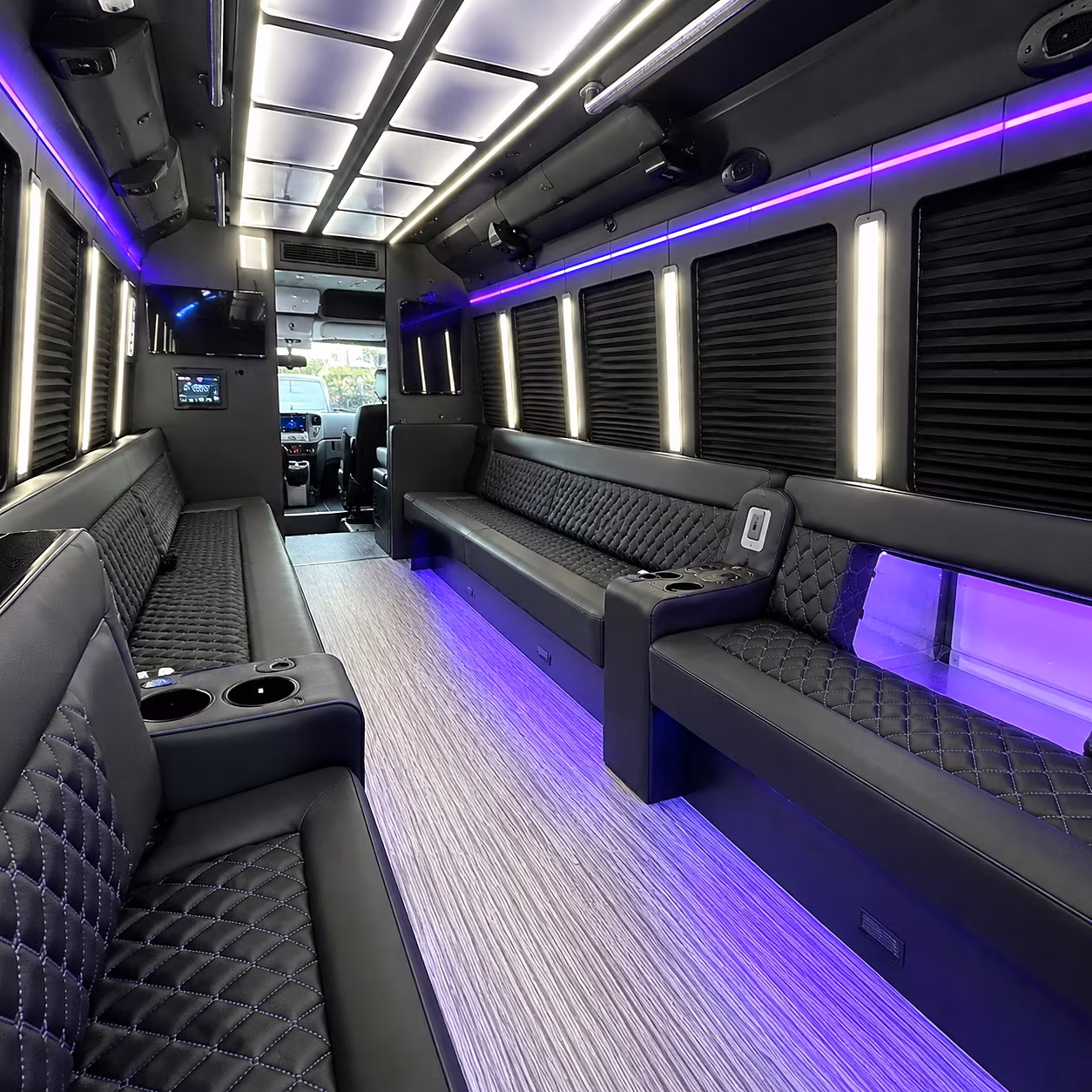 Anaheim Sporting Event Transportation party bus interior