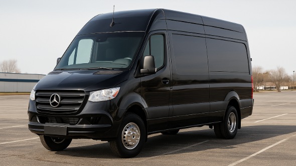 Exterior of Charter Bus Company Garden Grove's 14 Passenger Sprinter Limousine in Garden Grove