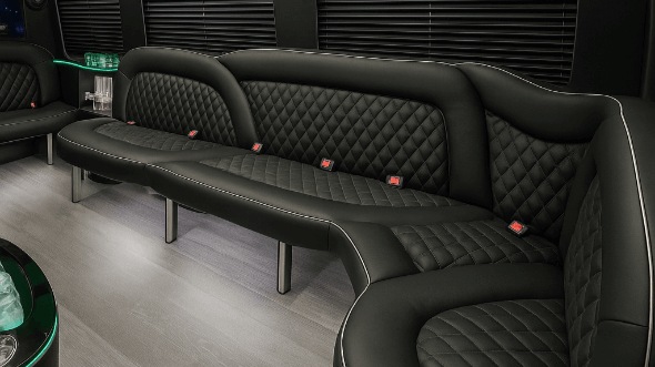 Interior of Charter Bus Company Orange's 14 Passenger Sprinter Limousine in Orange