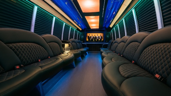 Interior of Charter Bus Company Buena Park's 25 Passenger Party Bus in Buena Park