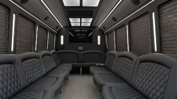 Interior of Charter Bus Company Tustin's 30 Passenger Party Bus in Tustin