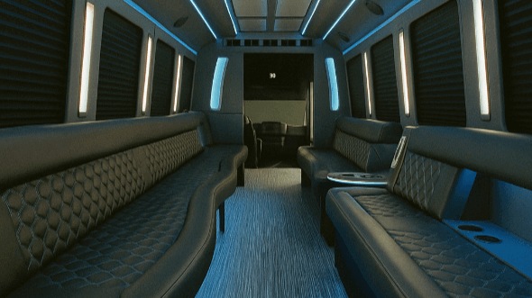 Interior of Charter Bus Company Buena Park's 40 Passenger Party Bus in Buena Park