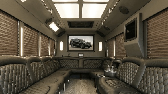 Interior of Charter Bus Company Huntington Beach's 40 Passenger Party Bus in Huntington Beach