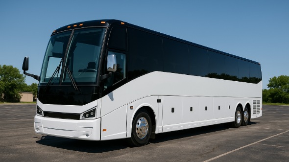 Exterior of Charter Bus Company Orange's 50 Passenger Party Bus in Orange