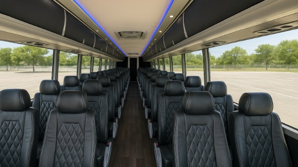 Interior of Charter Bus Company Anaheim's 54 Passenger Charter Bus in Anaheim