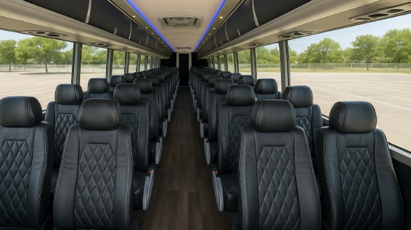 Interior of Charter Bus Company Anaheim's 56 Passenger Charter Bus in Anaheim